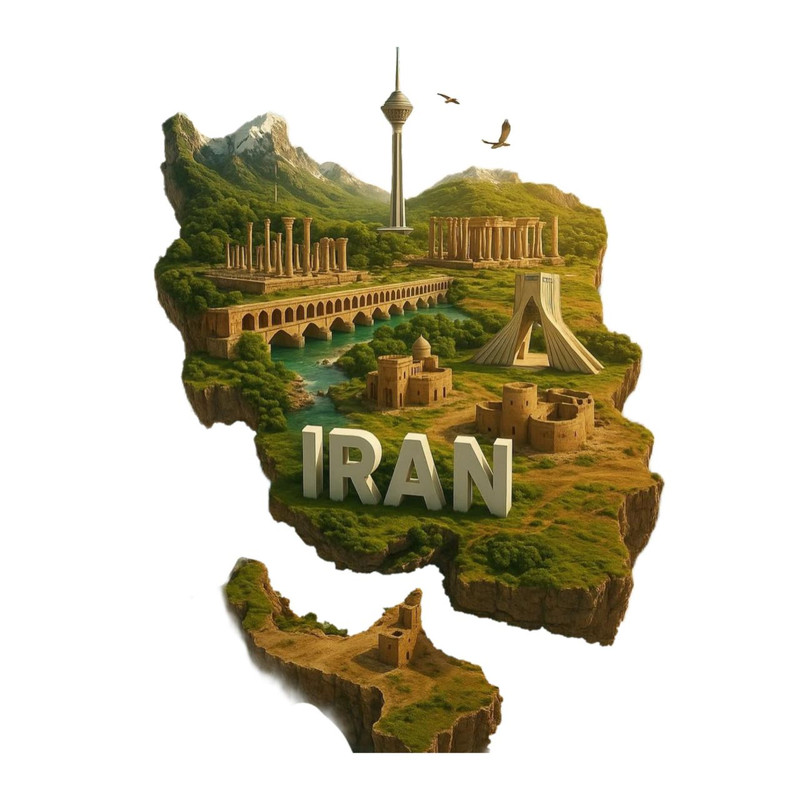 استیکر پارچه و لباس پاد آفرین مدل نقشه ایران بامزه جذاب کد 1794