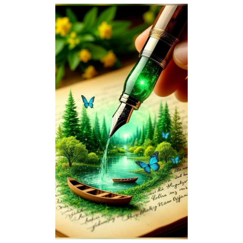 استیکر پارچه و لباس پاد آفرین مدل خودکار کتاب قایق درخت دریاچه طبیعت کد 3117